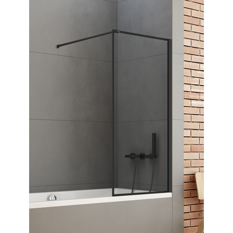 NZ6 PARAWAN NAWANNOWY NEW SOLEO BLACK U 90x140 CZYSTE 6mm POWŁOKA WZÓR RAMKA CZARNY MAT NEW TRENDY P-0096-WP