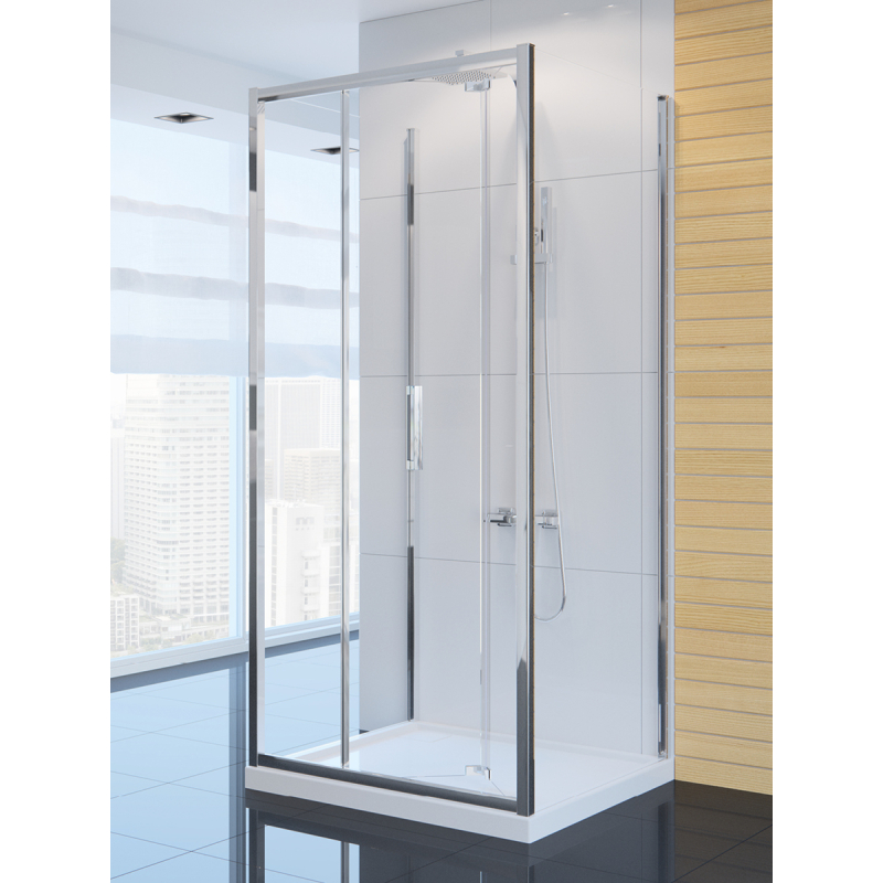 KABINA ALTA 1D KWADRATOWA PRZYŚCIENNA U 90x90x195 CZYSTE 6mm POWŁOKA CHROM POŁYSK NEW TRENDY K-0447