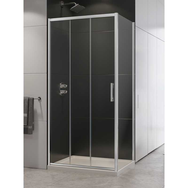 KABINA ALTA III 1D PROSTOKĄTNA U 90x80x195 CZYSTE 6mm POWŁOKA CHROM POŁYSK NEW TRENDY D-0253A/D-0078B