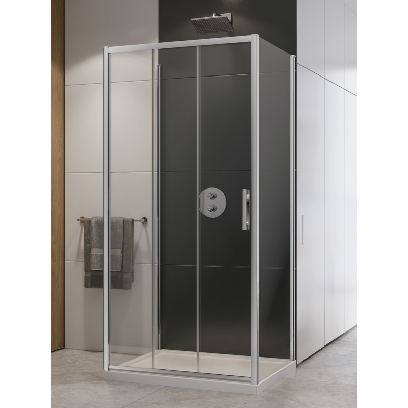 KABINA ALTA III 1D PROSTOKĄTNA PRZYŚCIENNA U 100x80x195 CZYSTE 6mm POWŁOKA CHROM POŁYSK NEW TRENDY K-0571