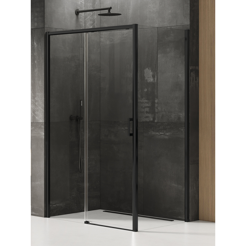 KABINA PRIME BLACK 1D PROSTOKĄTNA L 140x80x200 CZYSTE 6mm POWŁOKA CZARNY MAT NEW TRENDY D-0324A/D-0128B