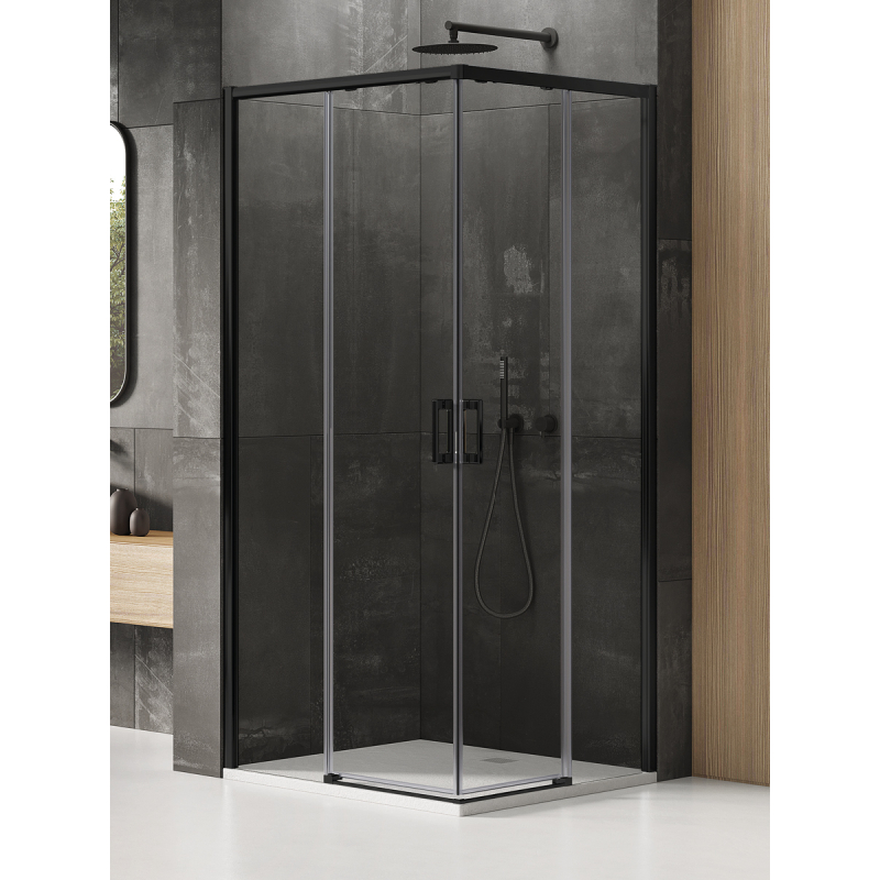 KABINA PRIME BLACK 2D PROSTOKĄTNA  110x90x200 CZYSTE 6mm POWŁOKA CZARNY MAT NEW TRENDY D-0318A/D-0315A