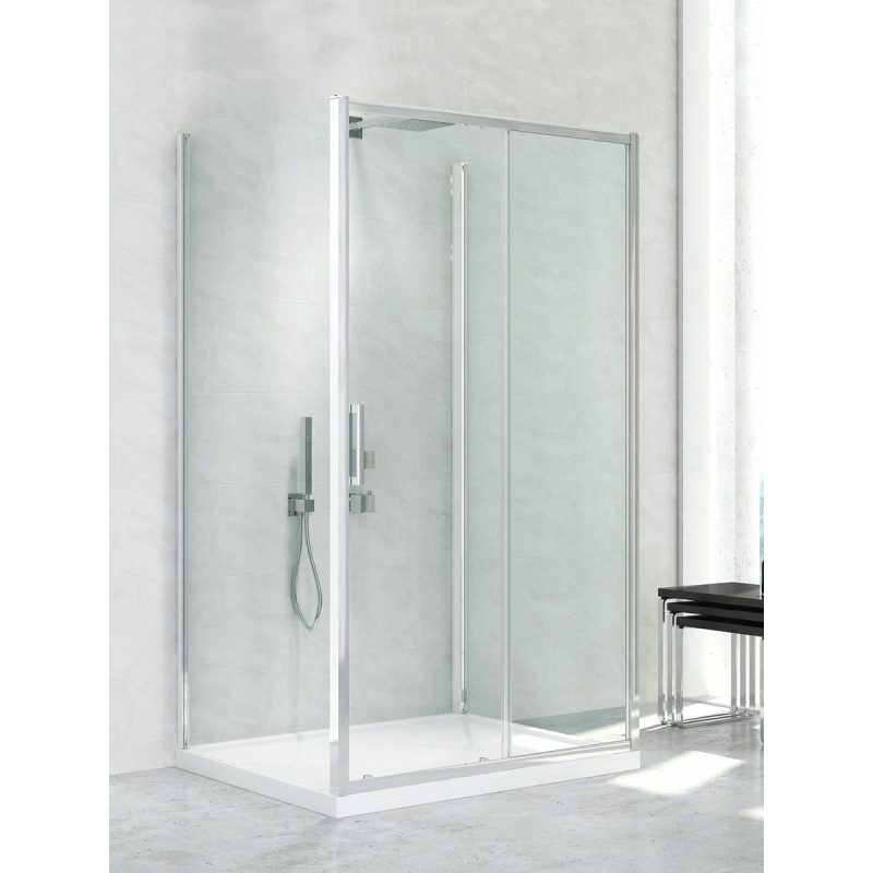 KABINA NEW CORRINA 1D PROSTOKĄTNA PRZYŚCIENNA U 110x80x195 CZYSTE 6mm POWŁOKA CHROM POŁYSK NEW TRENDY K-0478