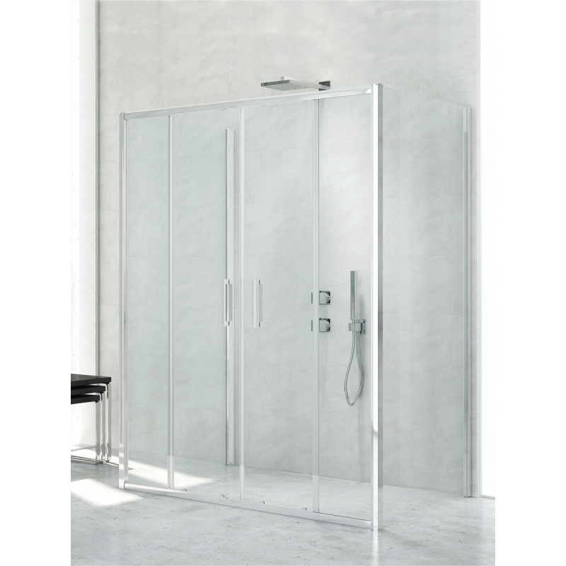 KABINA NEW CORRINA 2D PROSTOKĄTNA PRZYŚCIENNA U 140x80x195 CZYSTE 6mm POWŁOKA CHROM POŁYSK NEW TRENDY K-0482