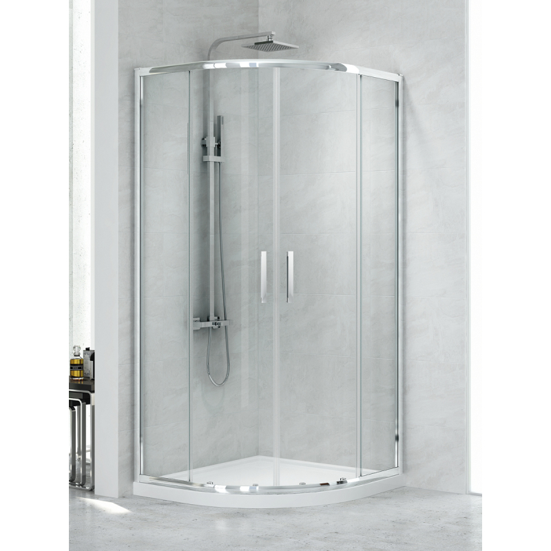 KABINA NEW PRAKTIC 2D PÓŁOKRĄGŁA U 90x90x195 CZYSTE 6mm POWŁOKA CHROM POŁYSK NEW TRENDY K-0576