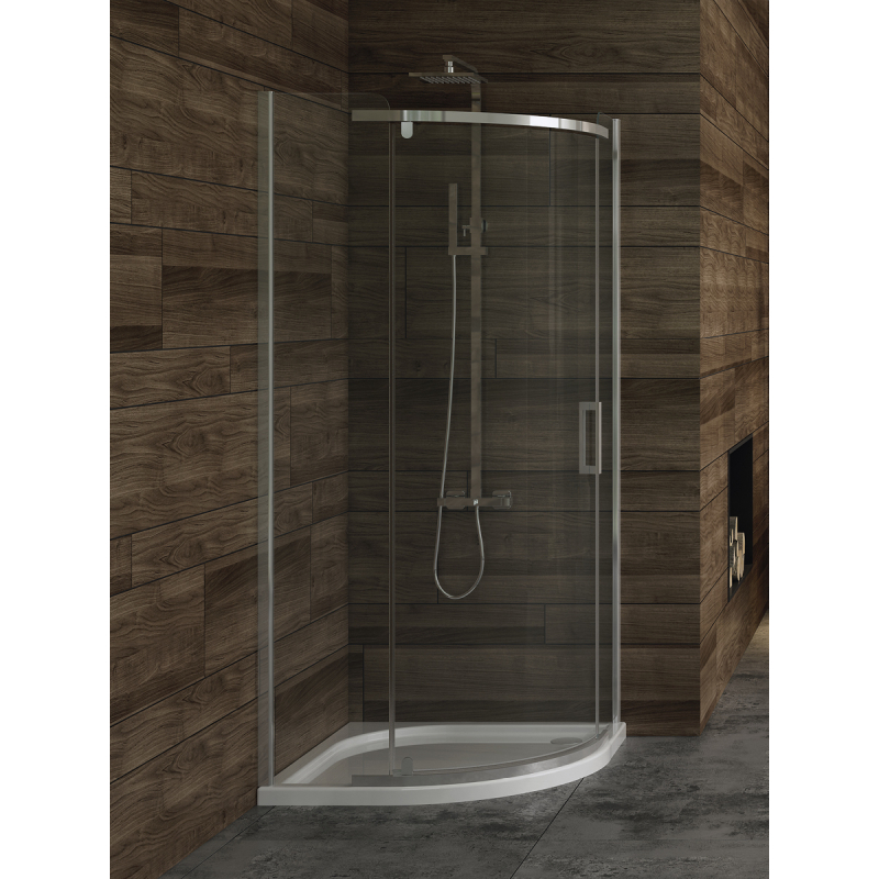 KABINA NEW KOMFORT 1D PÓŁOKRĄGŁA U 90x90x195 GRAFIT 6mm ACTIVE SHIELD 2.0  NEW TRENDY K-0435