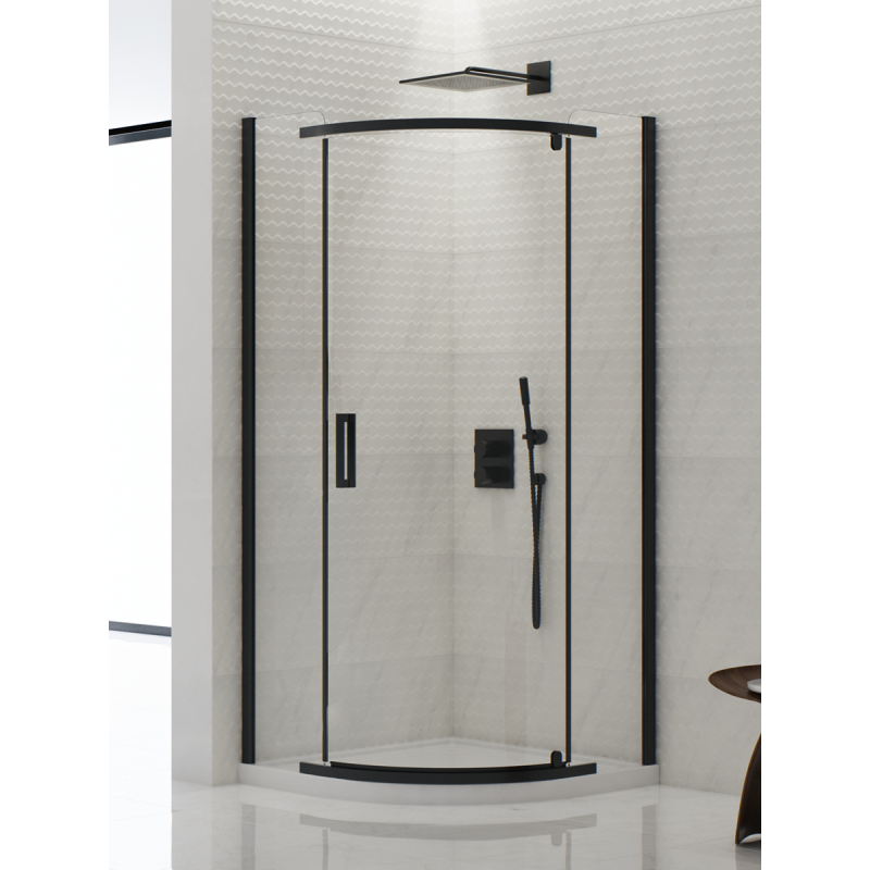 KABINA NEW KOMFORT BLACK 1D PÓŁOKRĄGŁA U 90x90x195 CZYSTE 6mm POWŁOKA CZARNY MAT NEW TRENDY K-0469