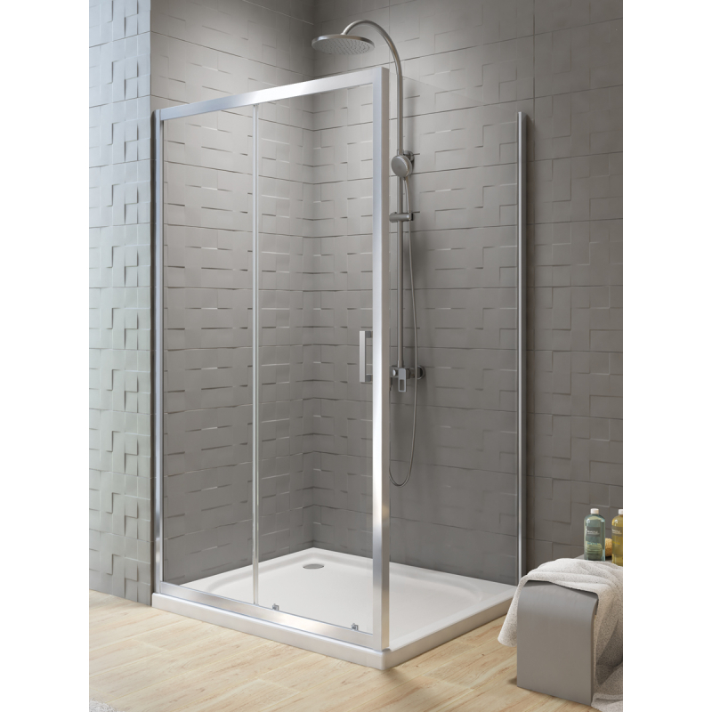 KABINA NEW VARIA 1D PROSTOKĄTNA U 100x80x190 CZYSTE 6mm ACTIVE SHIELD CHROM POŁYSK NEW TRENDY D-0189A/D-0104B
