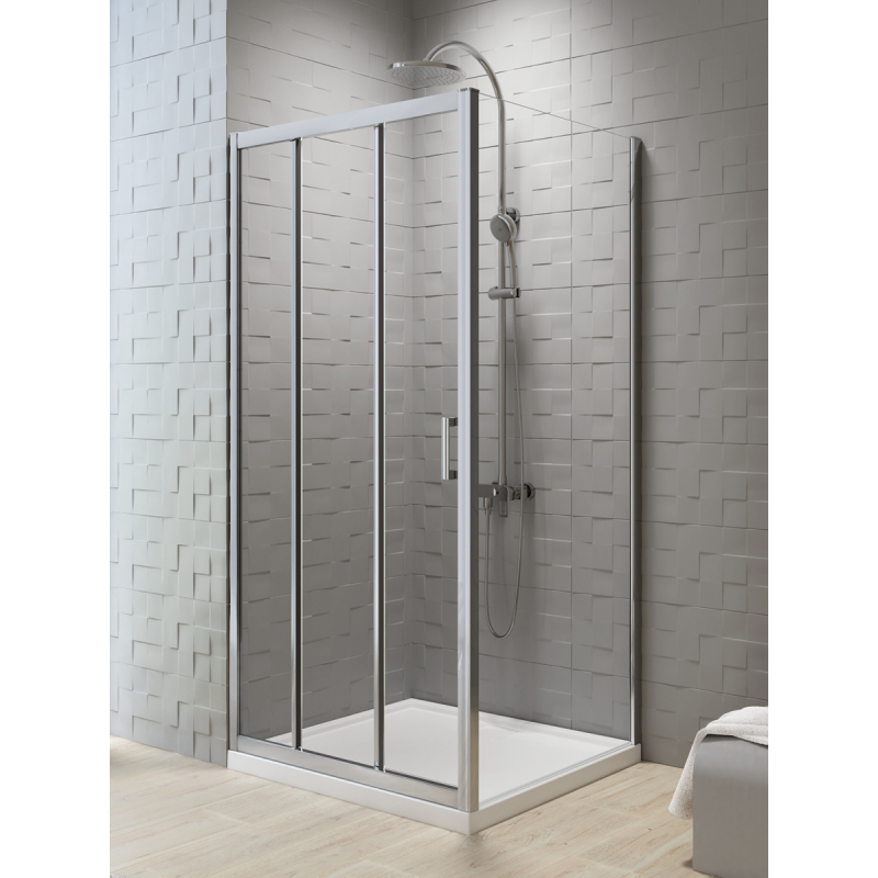 KABINA NEW VARIA 1D KWADRATOWA U 90x90x190 CZYSTE 6mm ACTIVE SHIELD  CHROM POŁYSK NEW TRENDY D-0263A/D-0102B