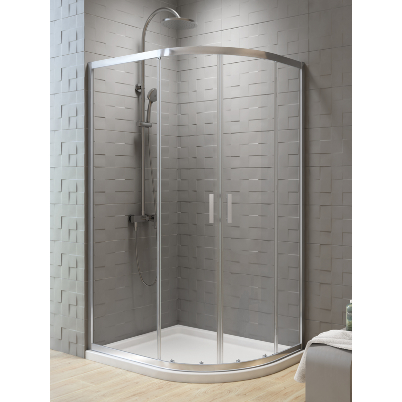 KABINA NEW VARIA 2D ASYMETRYCZNA U 100x80x190 CZYSTE 6mm ACTIVE SHIELD  CHROM POŁYSK NEW TRENDY K-0507