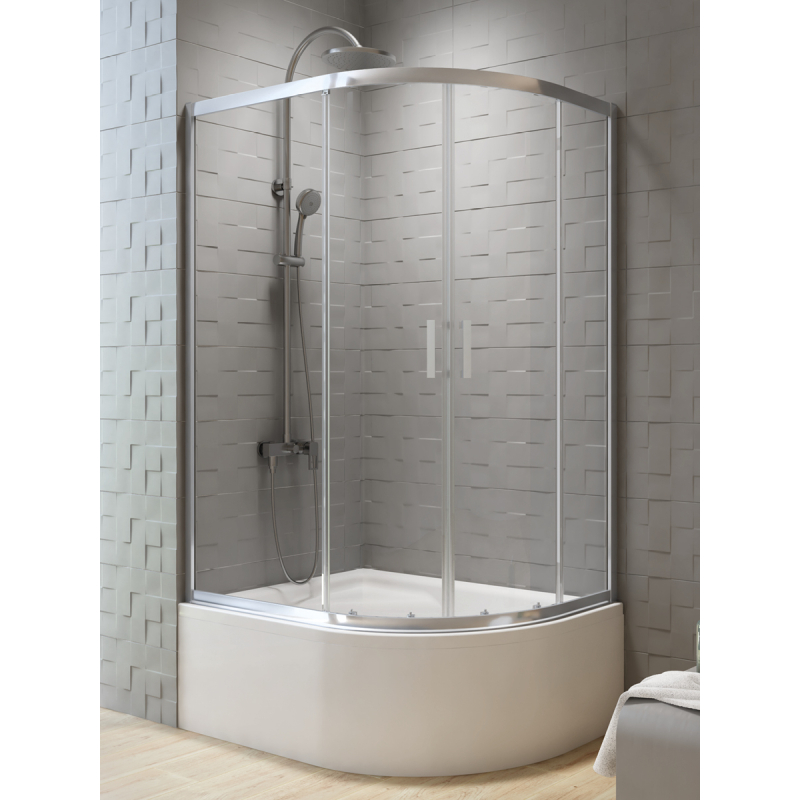KABINA NEW VARIA 2D ASYMETRYCZNA U 120x85x165 CZYSTE 6mm ACTIVE SHIELD CHROM POŁYSK NEW TRENDY K-0508