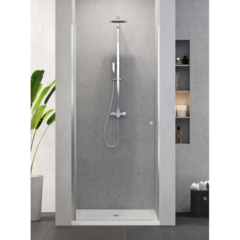 DRZWI WNĘKOWE SUPERIA 1D U 90x195 CZYSTE 6mm ACTIVE SHIELD  CHROM POŁYSK NEW TRENDY D-0331a