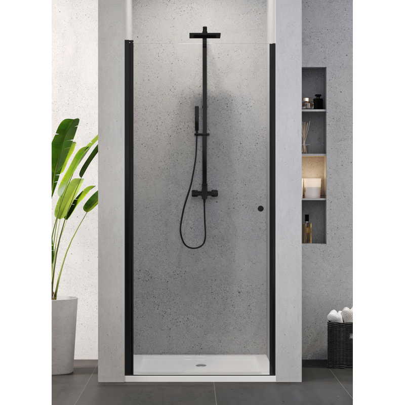 DRZWI WNĘKOWE SUPERIA BLACK 1D U 90x195 CZYSTE 6mm ACTIVE SHIELD CZARNY MAT NEW TRENDY D-0333A