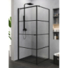 KABINA SUPERIA BLACK 1D KWADRATOWA L 90x90x195 CZYSTE 6mm ACTIVE SHIELD WZÓR PASY CZARNY MAT NEW TRENDY K-0596