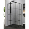 KABINA SUPERIA BLACK 1D KWADRATOWA L 90x90x195 CZYSTE 6mm ACTIVE SHIELD WZÓR KRATKA CZARNY MAT NEW TRENDY K-0598