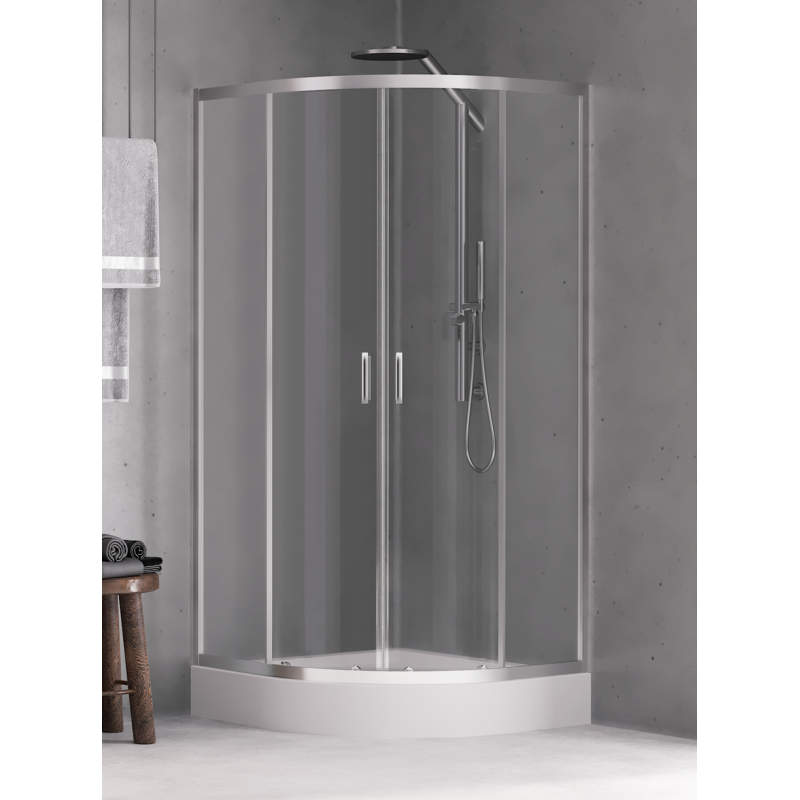 KABINA FERIA 2D PÓŁOKRĄGŁA U 90x90x185 CZYSTE 5mm ACTIVE SHIELD CHROM POŁYSK NEW TRENDY K-0524