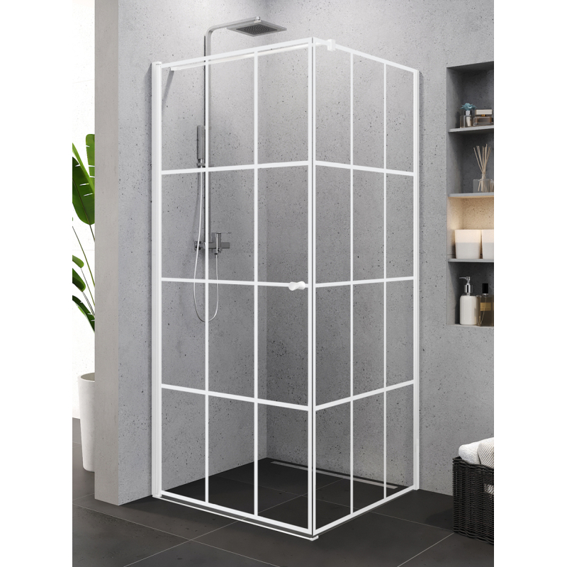 KABINA SUPERIA WHITE 1D KWADRATOWA L 90x90x195 CZYSTE 6mm ACTIVE SHIELD BIAŁY NEW TRENDY K-0794