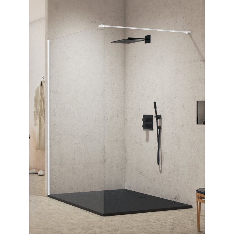 NZ2 KABINA NEW MODUS WHITE WALK-IN U 110x200 CZYSTE 8mm POWŁOKA BIAŁY  NEW TRENDY EXK-2205