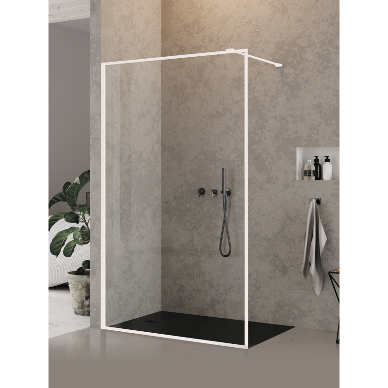 NZ6 KABINA NEW MODUS WHITE WALK-IN U 140x200 CZYSTE 8mm POWŁOKA WZÓR RAMKA BIAŁY NEW TRENDY EXK-2228