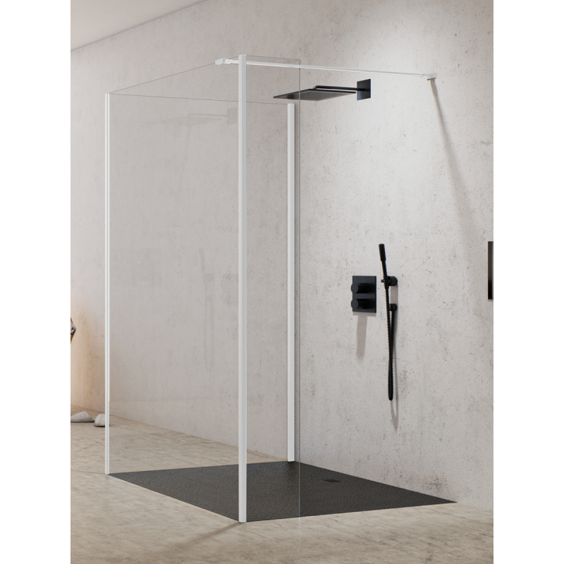 NZ2 KABINA NEW MODUS WHITE WALK-IN U 100x200 CZYSTE 8mm POWŁOKA BIAŁY NEW TRENDY EXK-2264