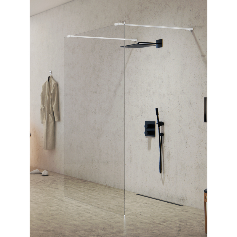 NZ2 KABINA NEW MODUS WHITE WALK-IN U 100x200 CZYSTE 8mm POWŁOKA BIAŁY  NEW TRENDY EXK-2267