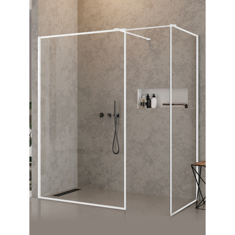 NZ6 KABINA NEW MODUS WHITE WALK-IN U 170x120x200 CZYSTE 8mm POWŁOKA WZÓR RAMKA BIAŁY  NEW TRENDY EXK-2330