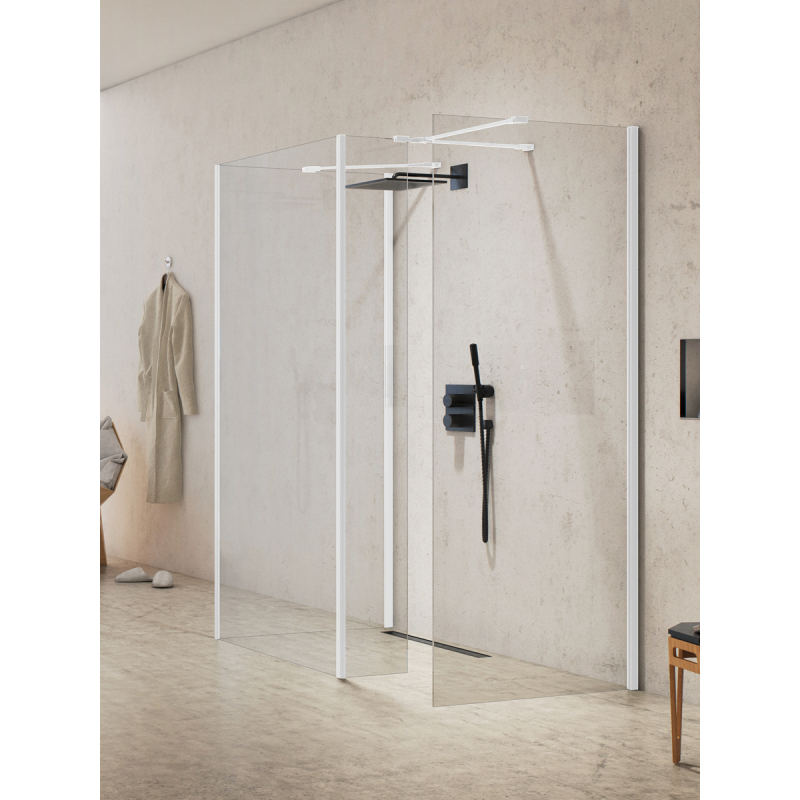 NZ2 KABINA NEW MODUS WHITE WALK-IN U 90x200 CZYSTE 8mm POWŁOKA BIAŁY  NEW TRENDY EXK-2334