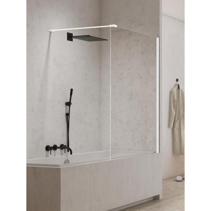 NZ4 PARAWAN NAWANNOWY NEW MODUS WHITE U 100x150 CZYSTE 8mm POWŁOKA WSP. PROSTOPADŁY BIAŁY  NEW TRENDY EXK-2340-WP