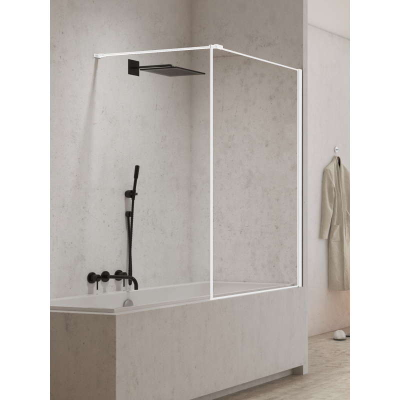 NZ6 PARAWAN NAWANNOWY NEW MODUS WHITE U 90x150 CZYSTE 8mm POWŁOKA WZÓR RAMKA BIAŁY  NEW TRENDY EXK-2351-WP