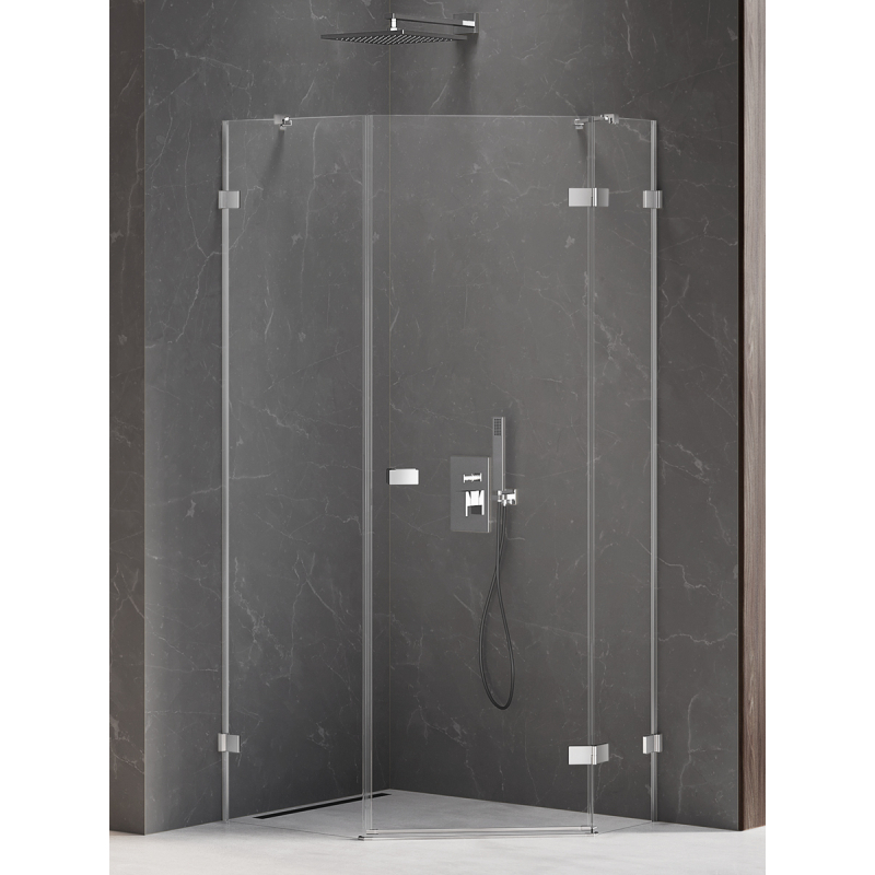 KABINA AVEXA 1D PIĘCIOKĄTNA ASYMETRYCZNA P 100x80x200 CZYSTE 6mm POWŁOKA DRZWI PRAWE CHROM POŁYSK NEW TRENDY EXK-3894