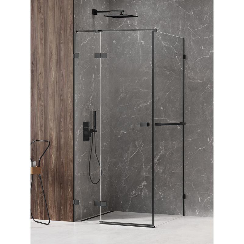 NZ4 KABINA AVEXA BLACK 1D PROSTOKĄTNA L 110x100x200 CZYSTE 6mm POWŁOKA WIESZAK CZARNY MAT NEW TRENDY EXK-2556
