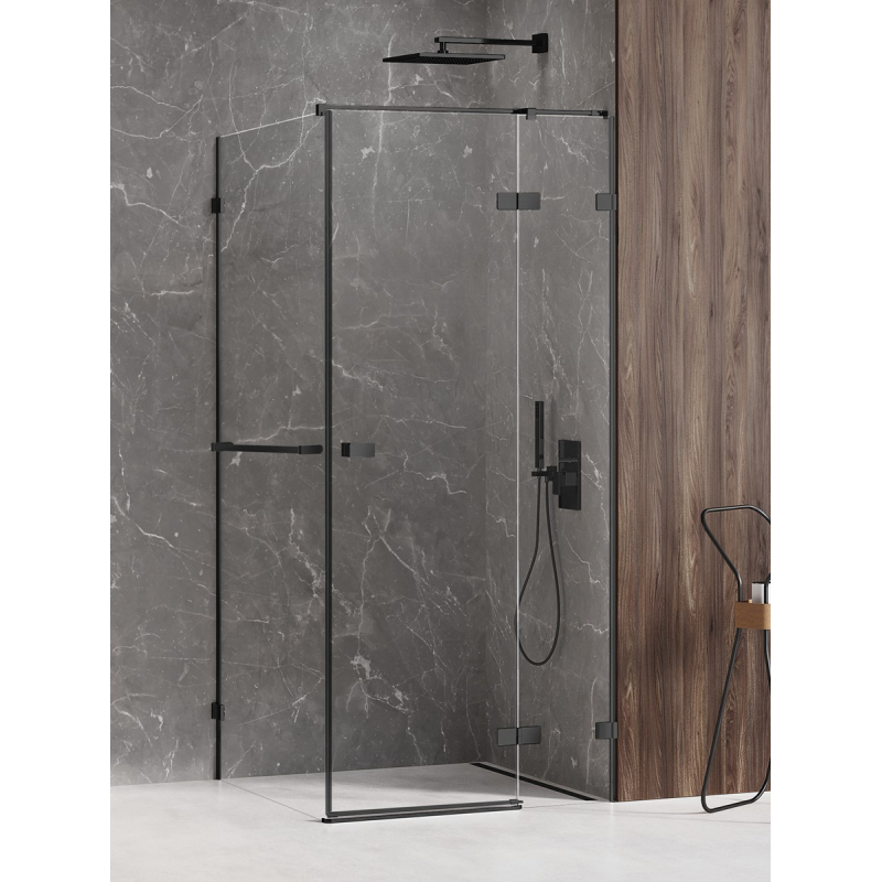 NZ4 KABINA AVEXA BLACK 1D KWADRATOWA P 100x100x200 CZYSTE 6mm POWŁOKA WIESZAK CZARNY MAT NEW TRENDY EXK-2580