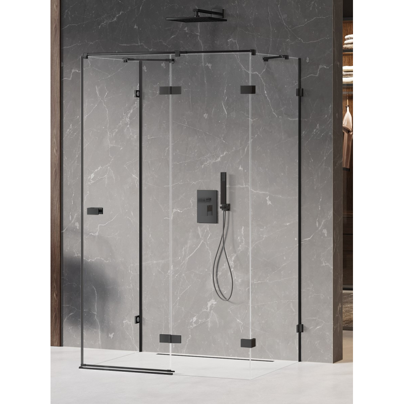 KABINA AVEXA BLACK 1D PROSTOKĄTNA PRZYŚCIENNA P 90x100x200 CZYSTE 6mm POWŁOKA CZARNY MAT NEW TRENDY EXK-2634