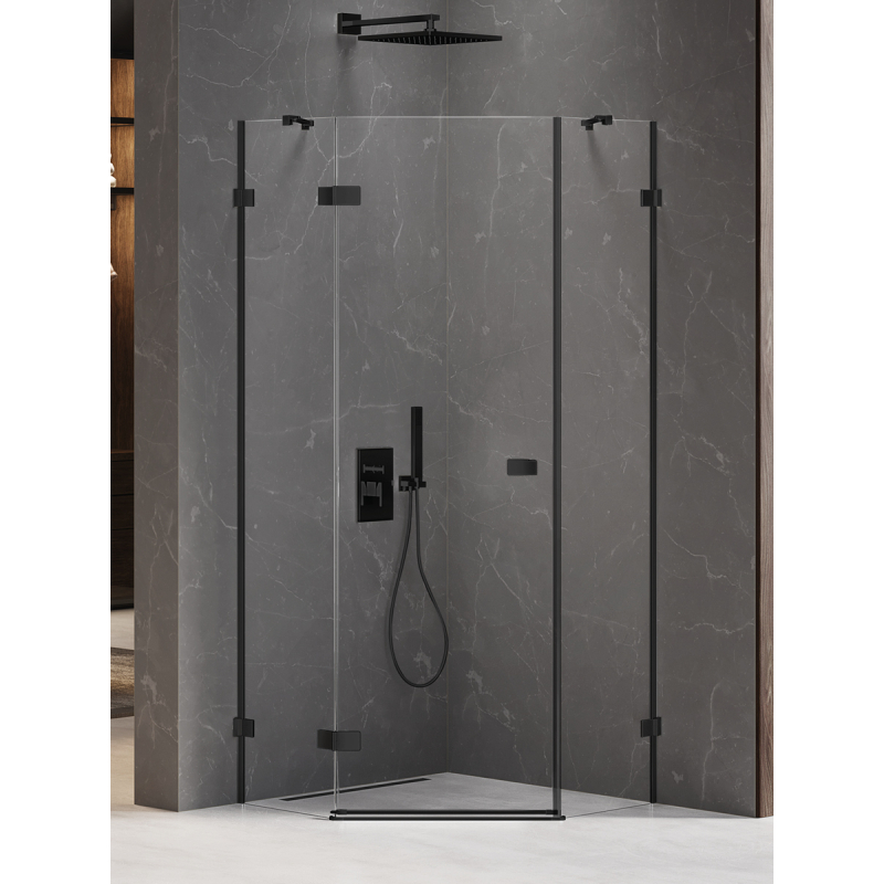 KABINA AVEXA BLACK 1D PIĘCIOKĄTNA L 90x90x200 CZYSTE 6mm POWŁOKA CZARNY MAT NEW TRENDY EXK-3875