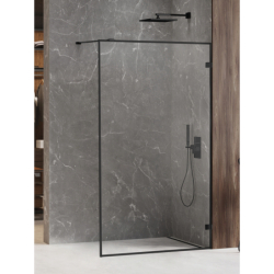 NZ4 KABINA AVEXA BLACK WALK-IN U 120x200 CZYSTE 6mm POWŁOKA RAMKA ALU CZARNY MAT NEW TRENDY EXK-2662