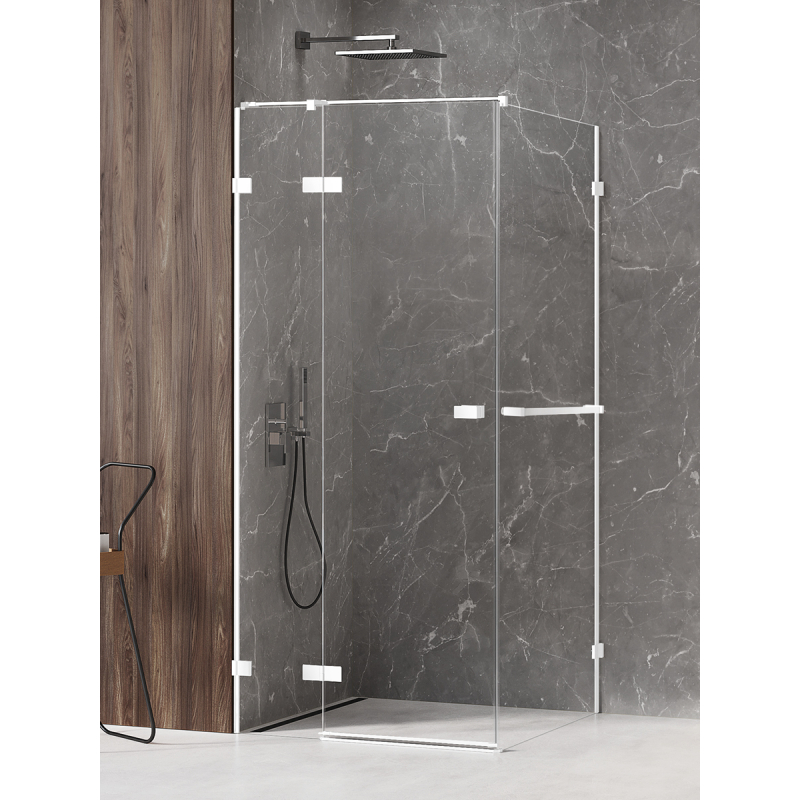 NZ4 KABINA AVEXA WHITE 1D PROSTOKĄTNA L 90x120x200 CZYSTE 6mm POWŁOKA WIESZAK BIAŁY  NEW TRENDY EXK-2772