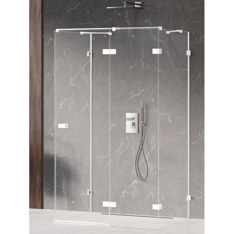 NZ2 KABINA AVEXA WHITE 1D KWADRATOWA PRZYŚCIENNA P 110x110x200 CZYSTE 6mm POWŁOKA BIAŁY  NEW TRENDY EXK-2898