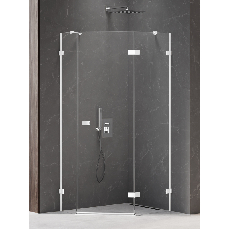 NZ2 KABINA AVEXA WHITE 1D PIĘCIOKĄTNA ASYMETRYCZNA P 100x80x200 CZYSTE 6mm POWŁOKA DRZWI PRAWE BIAŁY  NEW TRENDY EXK-3872