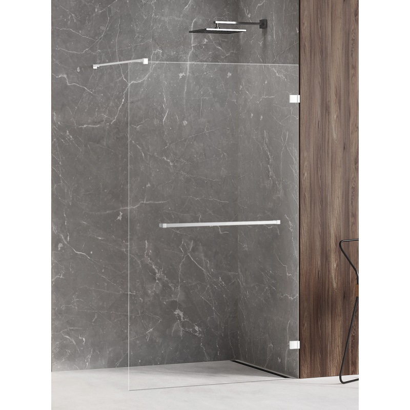 NZ4 KABINA AVEXA WHITE WALK-IN 90x200 CZYSTE 8mm POWŁOKA WIESZAK BIAŁY NEW TRENDY EXK-2952