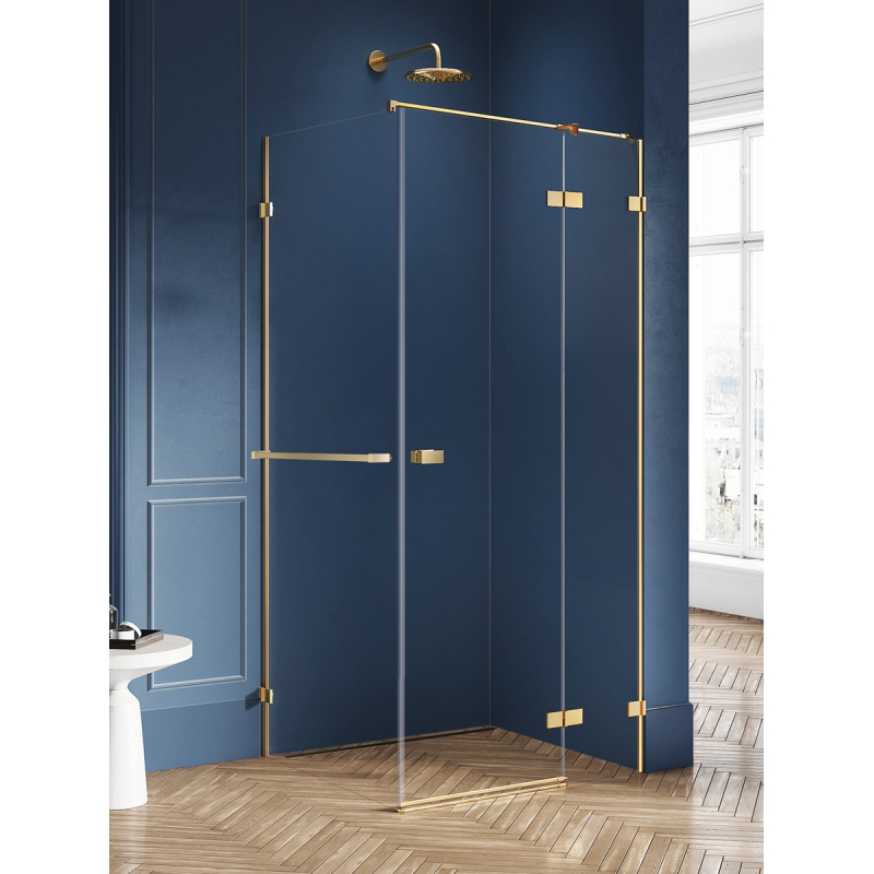 NZ4 KABINA AVEXA GOLD BRUSHED 1D PROSTOKĄTNA P 110x100x200 CZYSTE 6mm POWŁOKA WIESZAK ZŁOTY SZCZOTKOWANY NEW TRENDY EXK-3061