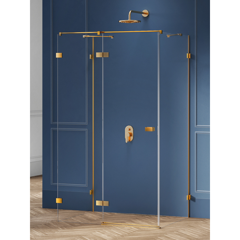 KABINA AVEXA GOLD BRUSHED 1D PROSTOKĄTNA PRZYŚCIENNA L 80x120x200 CZYSTE 6mm POWŁOKA ZŁOTY SZCZOTKOWANY NEW TRENDY EXK-3075
