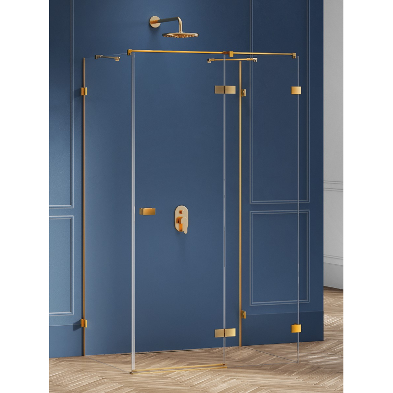 KABINA AVEXA GOLD BRUSHED 1D PROSTOKĄTNA PRZYŚCIENNA P 100x90x200 CZYSTE 6mm POWŁOKA ZŁOTY SZCZOTKOWANY NEW TRENDY EXK-3114