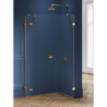 KABINA AVEXA GOLD BRUSHED 1D PIĘCIOKĄTNA ASYMETRYCZNA p 100x80x200 CZYSTE 6mm POWŁOKA DRZWI LEWE NEW TRENDY EXK-3860