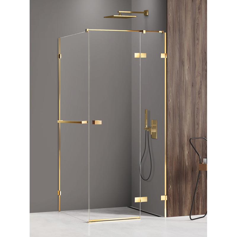 NZ4 KABINA AVEXA GOLD SHINE 1D PROSTOKĄTNA P 100x80x200 CZYSTE 6mm POWŁOKA WIESZAK ZŁOTY POŁYSK NEW TRENDY EXK-3205
