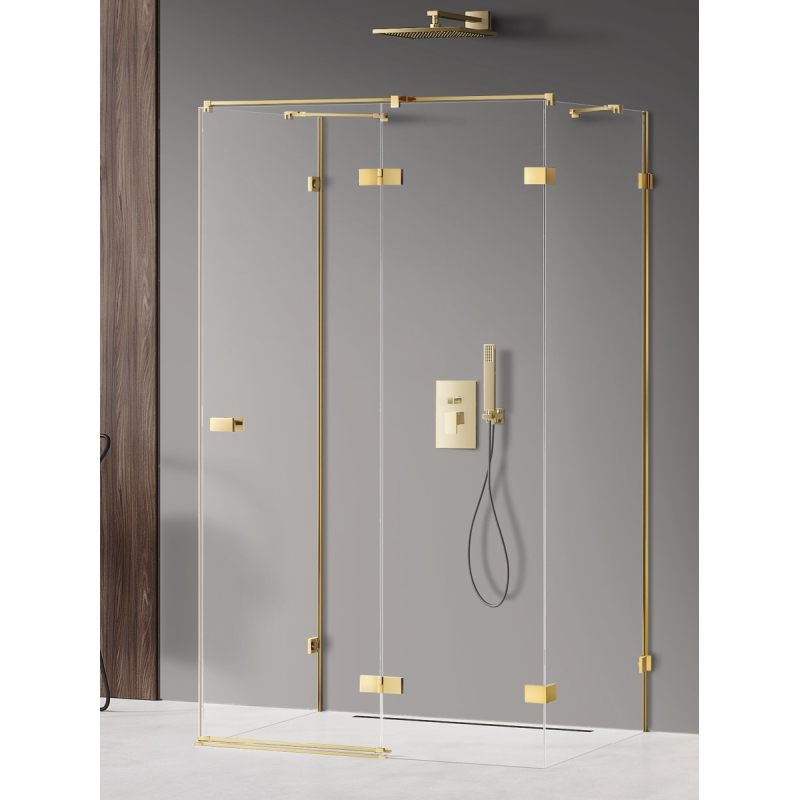 KABINA AVEXA GOLD SHINE 1D PROSTOKĄTNA PRZYŚCIENNA P 120x90x200 CZYSTE 6mm POWŁOKA ZŁOTY POŁYSK NEW TRENDY EXK-2150