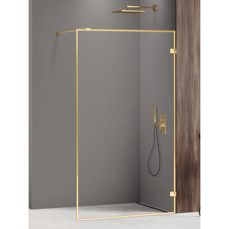 NZ4 KABINA AVEXA GOLD SHINE WALK-IN 130x200 CZYSTE 6mm POWŁOKA RAMKA ALU ZŁOTY POŁYSK NEW TRENDY EXK-4319