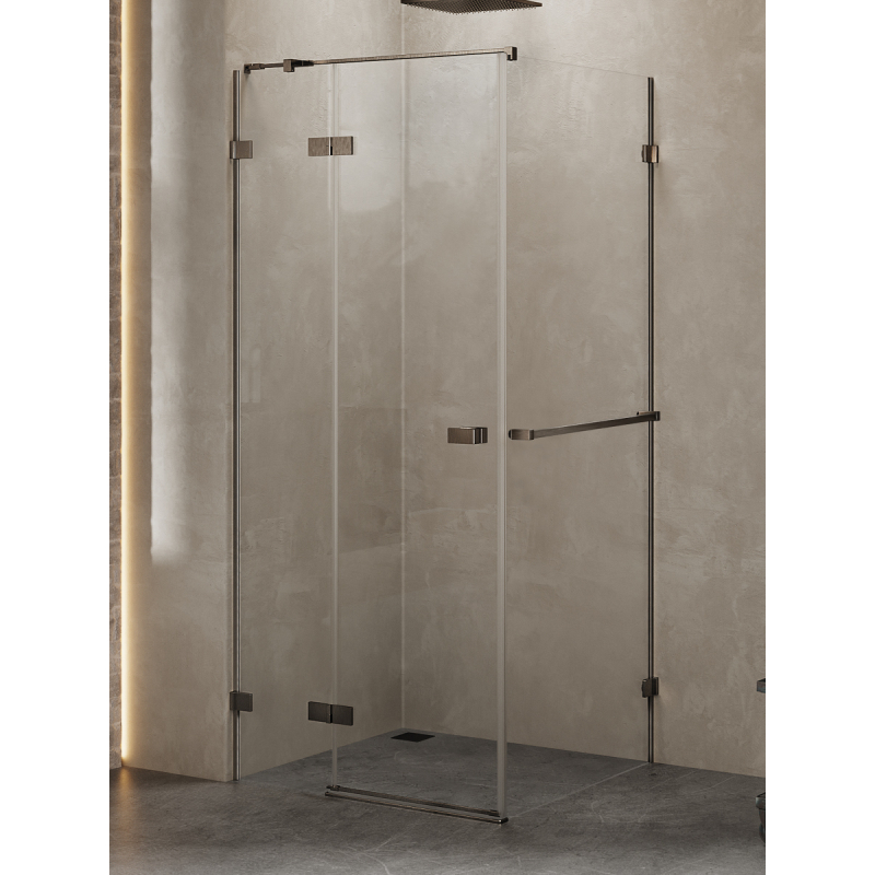 NZ4 KABINA AVEXA GUNMETAL BRUSHED 1D PROSTOKĄTNA L 100x80x200 CZYSTE 6mm POWŁOKA WIESZAK NEW TRENDY EXK-3271