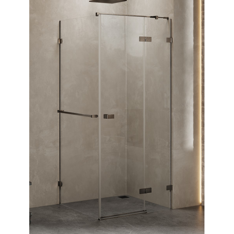 NZ4 KABINA AVEXA GUNMETAL BRUSHED 1D PROSTOKĄTNA P 80x100x200 CZYSTE 6mm POWŁOKA WIESZAK NEW TRENDY EXK-3291