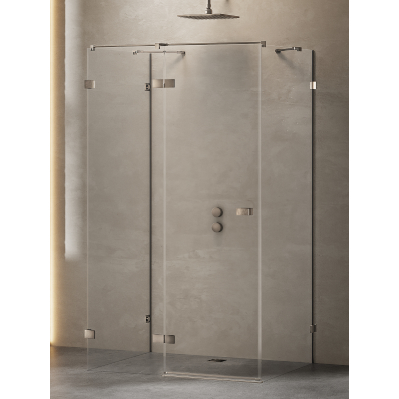 KABINA AVEXA GUNMETAL BRUSHED 1D KWADRATOWA PRZYŚCIENNA L 110x110x200 CZYSTE 6mm POWŁOKA NEW TRENDY EXK-3425