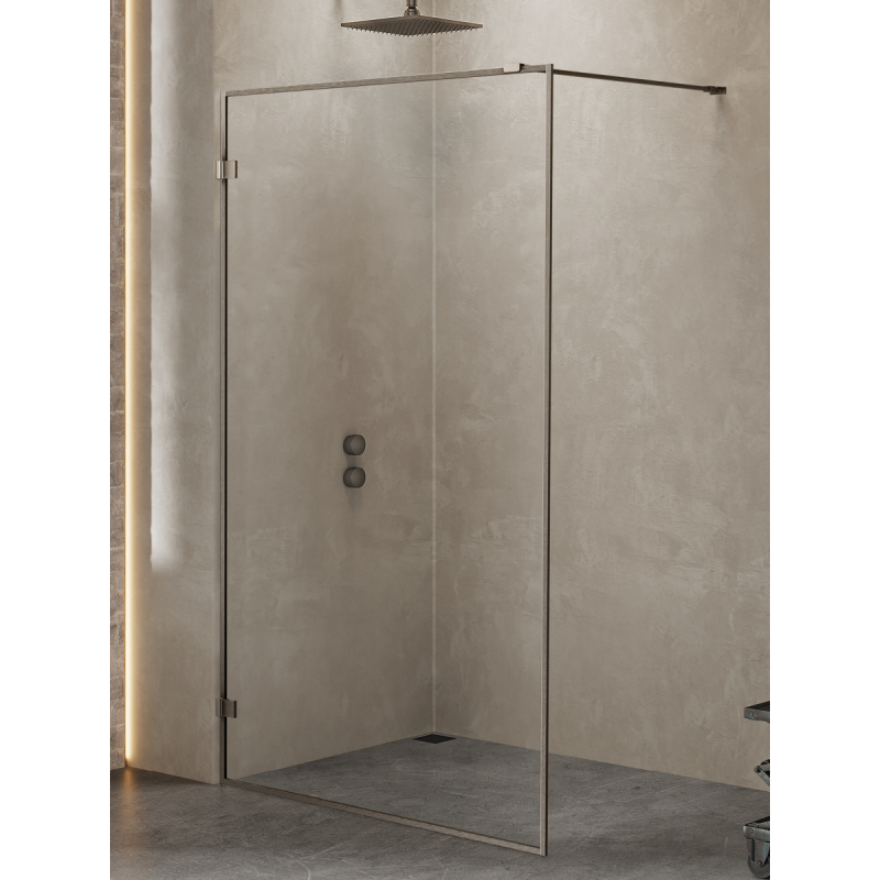 NZ4 KABINA AVEXA GUNMETAL BRUSHED WALK-IN  130x200 CZYSTE 6mm POWŁOKA RAMKA ALU GUNMETAL SZCZOTKOWANY NEW TRENDY EXK-4321